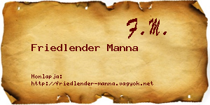 Friedlender Manna névjegykártya